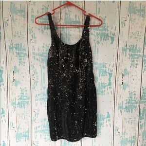 Strapped Black Sequins Dress